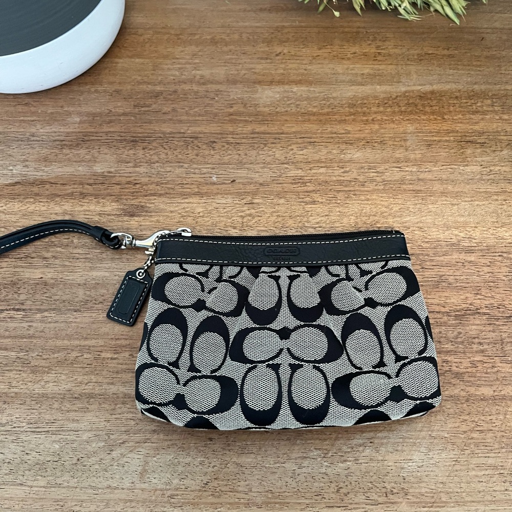 Coach Black and Tan Wristlet